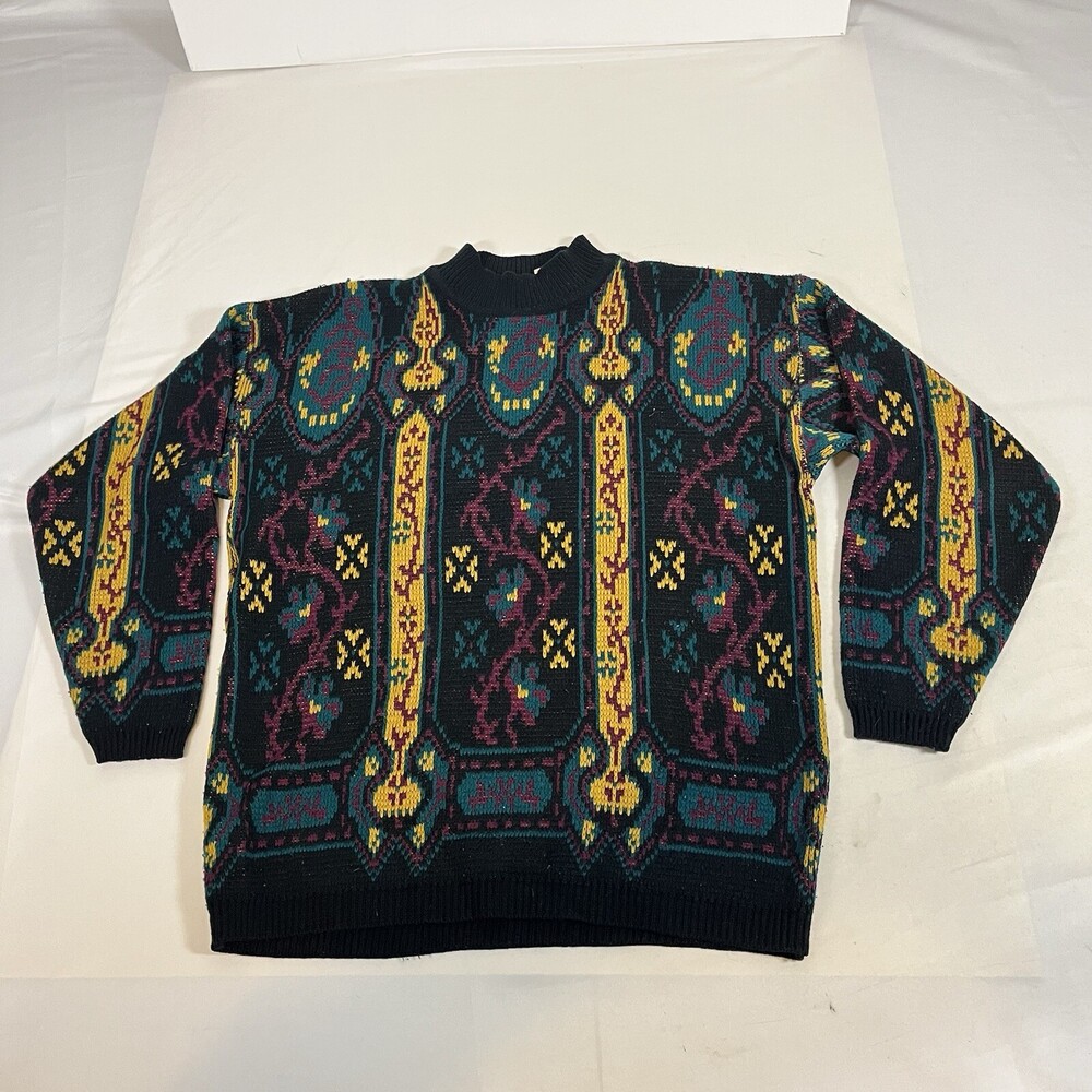 Vintage Emporio Gitano Acrylic Pullover Sweater Geometric Abstract Colorful